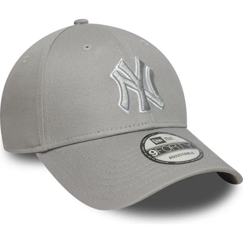 9forty-verstellbare-graue-kappe-mit-gebogenem-schirm-outline-new-york-yankees-mlb-von-new-era