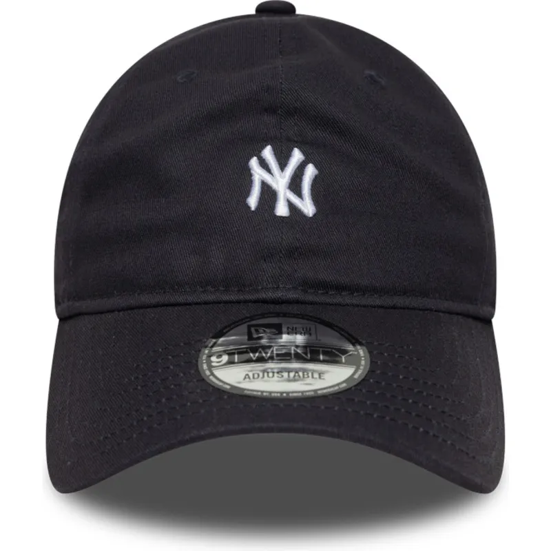 new-era-9twenty-verstellbare-dunkelblaue-kappe-mit-gebogenem-schirm-und-mini-logo-der-new-york-yankees-mlb