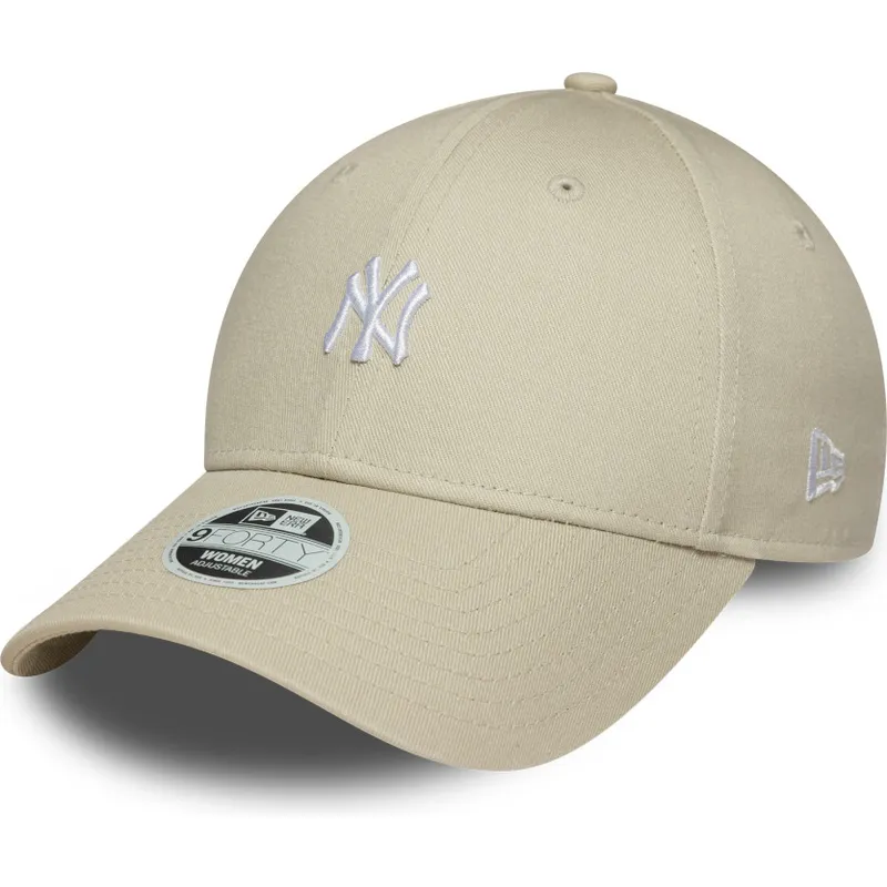 cappellino-curvo-beige-regolabile-da-donna-9forty-mini-logo-dei-new-york-yankees-mlb-di-new-era
