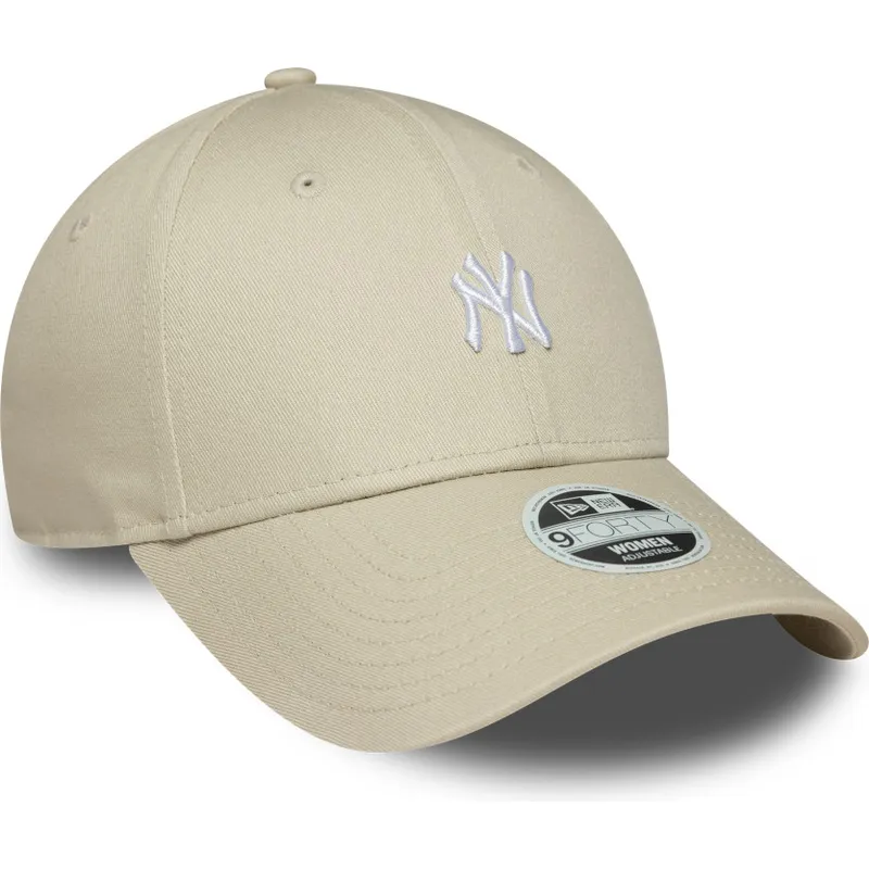 cappellino-curvo-beige-regolabile-da-donna-9forty-mini-logo-dei-new-york-yankees-mlb-di-new-era