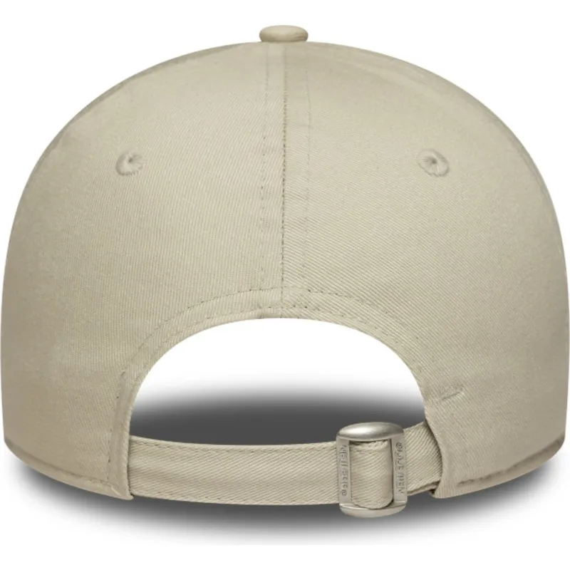 beige-gebogene-verstellbare-damenkappe-9forty-mini-logo-der-new-york-yankees-mlb-von-new-era