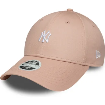 Różowa regulowana czapka z zakrzywionym daszkiem dla kobiet 9FORTY Mini Logo New York Yankees MLB New Era