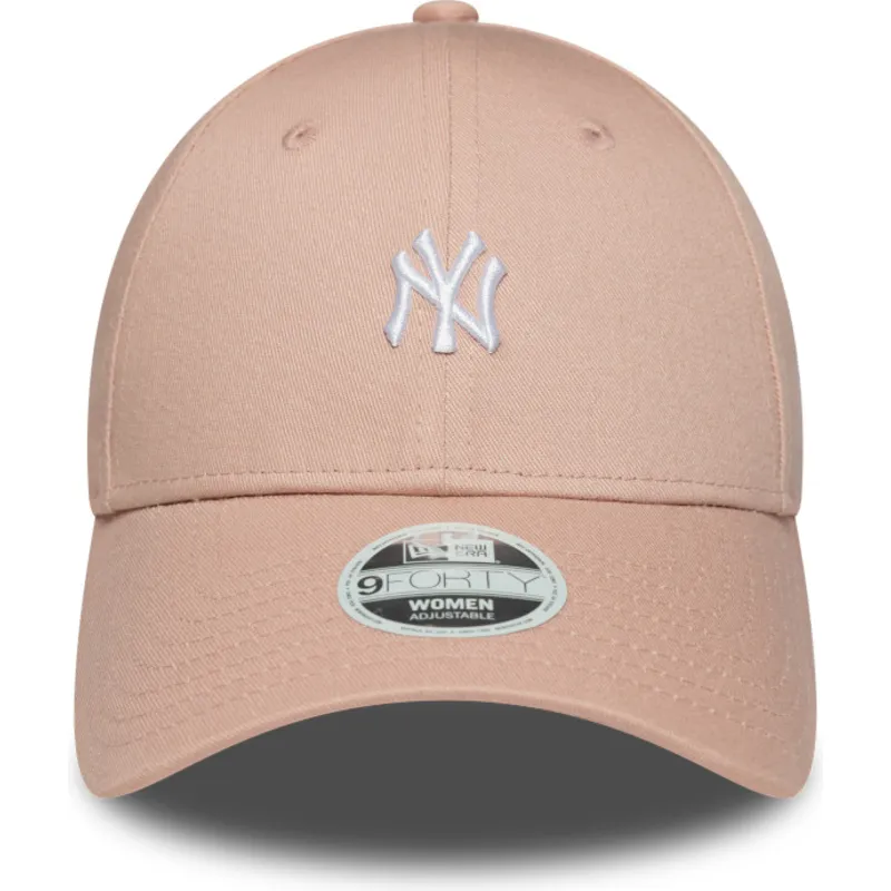 verstellbare-rosa-damenkappe-mit-gebogenem-schirm-9forty-mini-logo-der-new-york-yankees-mlb-von-new-era