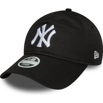 New Era New York Yankees MLB 9TWENTY League Essential justerbar svart böjd keps för kvinnor