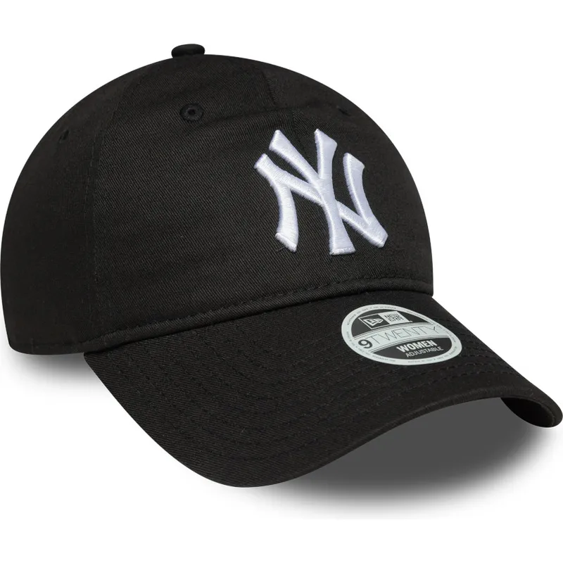 czarna-zakrzywiona-regulowana-czapka-damska-9twenty-league-essential-new-york-yankees-mlb-od-new-era