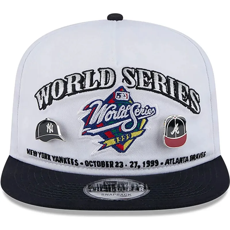 cappellino-piatto-bianco-e-nero-snapback-golfer-championship-pin-dei-new-york-yankees-atlanta-braves-mlb-di-new-era