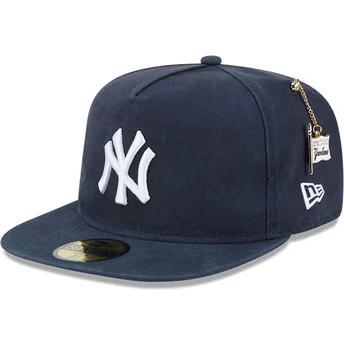 Marinblå platt keps justerad 59FIFTY A Frame Championship Side Flag New York Yankees MLB från New Era