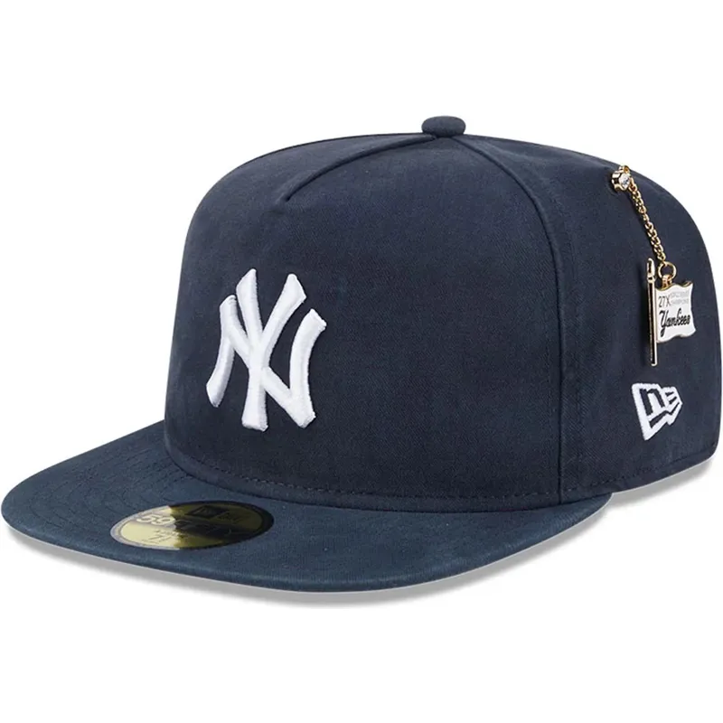 berretto-piatto-blu-navy-aderente-59fifty-a-frame-championship-side-flag-dei-new-york-yankees-mlb-di-new-era
