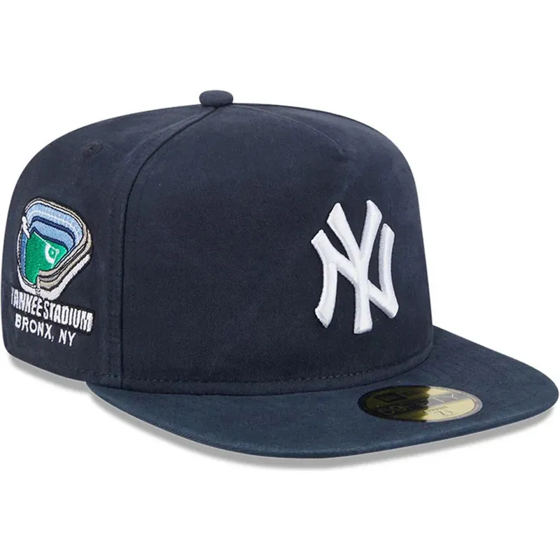 berretto-piatto-blu-navy-aderente-59fifty-a-frame-championship-side-flag-dei-new-york-yankees-mlb-di-new-era