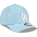 casquette-courbee-bleue-claire-snapback-9forty-m-crown-a-frame-cotton-weave-los-angeles-dodgers-mlb-new-era