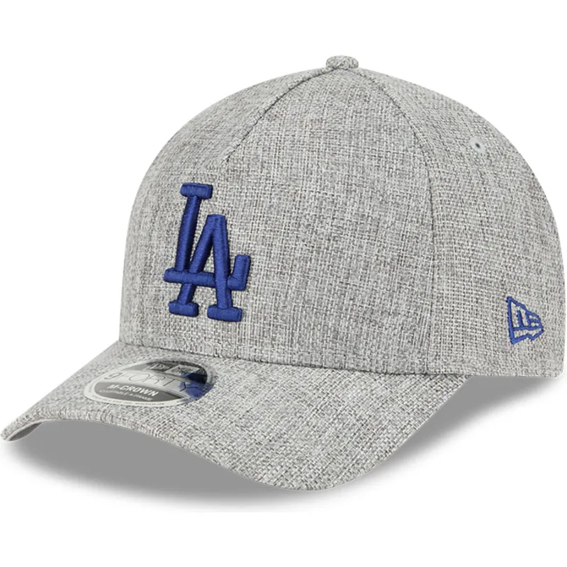 grau-gebogener-snapback-hut-mit-blauem-logo-9forty-m-crown-a-frame-cotton-weave-der-los-angeles-dodgers-mlb-von-new-era