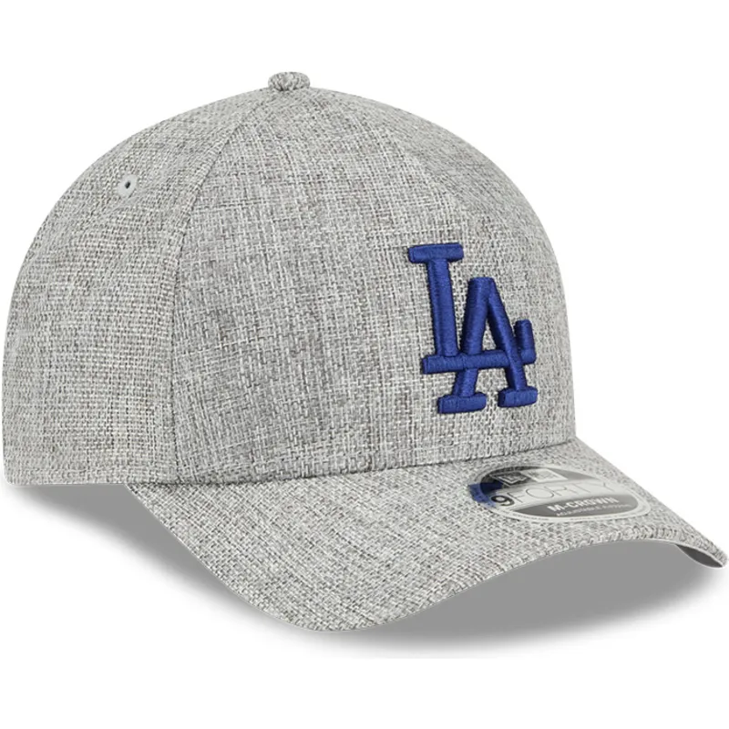 grau-gebogener-snapback-hut-mit-blauem-logo-9forty-m-crown-a-frame-cotton-weave-der-los-angeles-dodgers-mlb-von-new-era