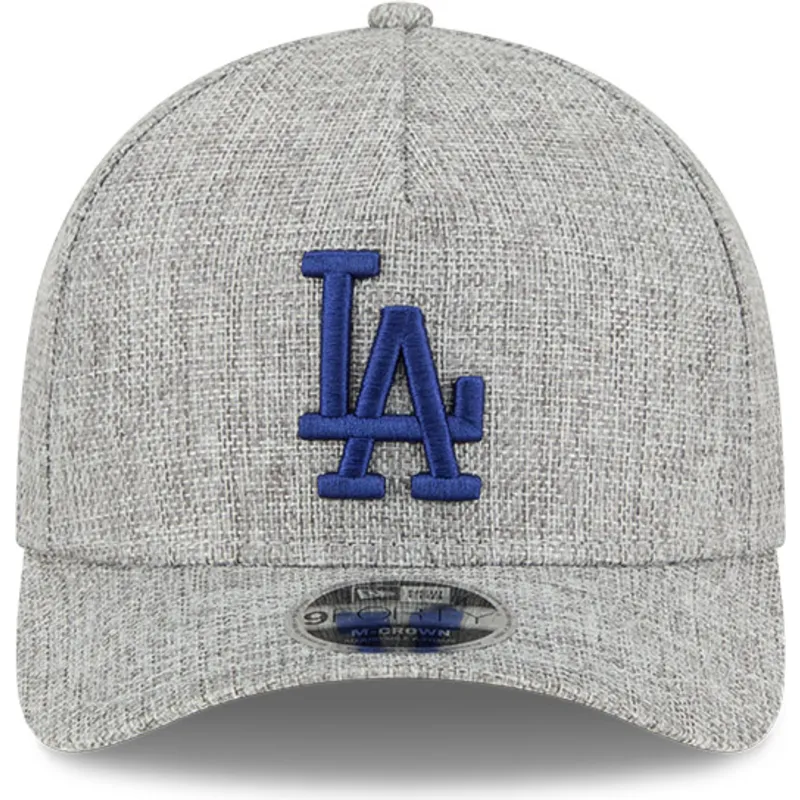 grau-gebogener-snapback-hut-mit-blauem-logo-9forty-m-crown-a-frame-cotton-weave-der-los-angeles-dodgers-mlb-von-new-era