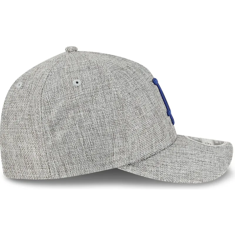 grau-gebogener-snapback-hut-mit-blauem-logo-9forty-m-crown-a-frame-cotton-weave-der-los-angeles-dodgers-mlb-von-new-era
