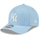 casquette-courbee-bleue-claire-snapback-9forty-m-crown-a-frame-cotton-weave-new-york-yankees-mlb-new-era