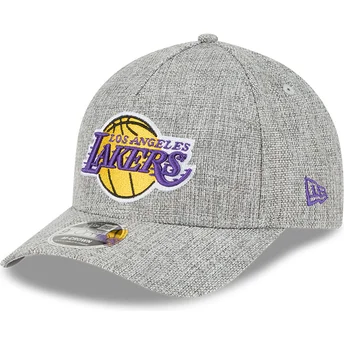 Grå böjd keps snapback 9FORTY M-Crown A Frame Cotton Weave Los Angeles Lakers NBA från New Era
