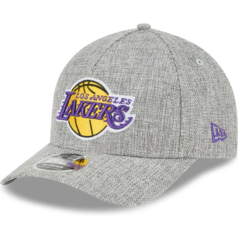 graue-snapback-kappe-mit-gebogenem-schirm-9forty-m-crown-a-frame-cotton-weave-der-los-angeles-lakers-nba-von-new-era
