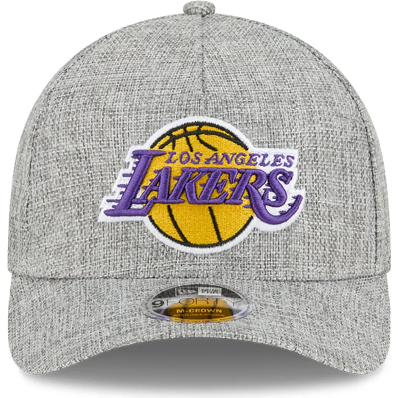 graue-snapback-kappe-mit-gebogenem-schirm-9forty-m-crown-a-frame-cotton-weave-der-los-angeles-lakers-nba-von-new-era