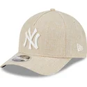 new-era-curved-brim-9forty-m-crown-a-frame-cotton-weave-new-york-yankees-mlb-beige-snapback-cap