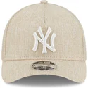 new-era-curved-brim-9forty-m-crown-a-frame-cotton-weave-new-york-yankees-mlb-beige-snapback-cap