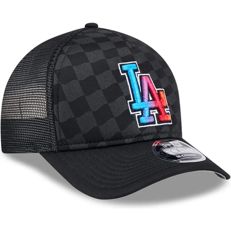 schwarze-trucker-kappe-9forty-m-crown-a-frame-gradient-raceway-der-los-angeles-dodgers-mlb-von-new-era