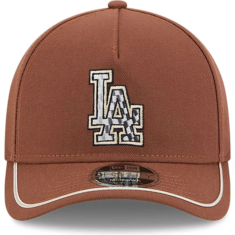 braune-snapback-kappe-9forty-m-crown-a-frame-motorsport-der-los-angeles-dodgers-mlb-von-new-era