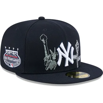 Casquette plate bleue marine ajustée 59FIFTY State Stitch New York Yankees MLB New Era