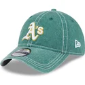 verstellbare-grune-curved-cap-9twenty-washed-contrast-der-oakland-athletics-mlb-von-new-era
