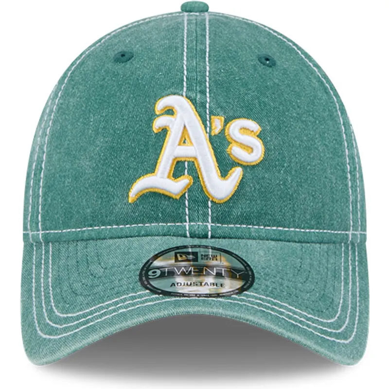 verstellbare-grune-curved-cap-9twenty-washed-contrast-der-oakland-athletics-mlb-von-new-era
