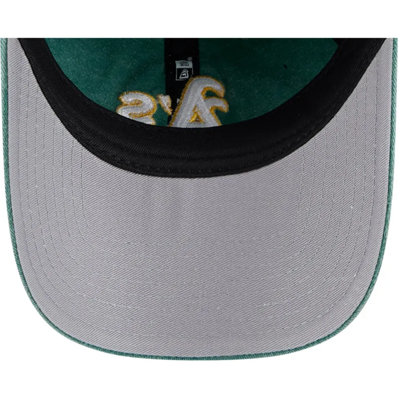 verstellbare-grune-curved-cap-9twenty-washed-contrast-der-oakland-athletics-mlb-von-new-era