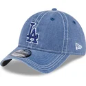 casquette-courbee-bleue-ajustable-avec-logo-bleu-9twenty-washed-contrast-los-angeles-dodgers-mlb-new-era