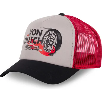 Gorra trucker gris, roja y negra CREW21 de Von Dutch