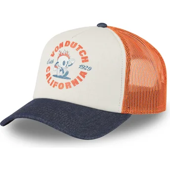 Gorra trucker beige, naranja y azul CREW22 de Von Dutch