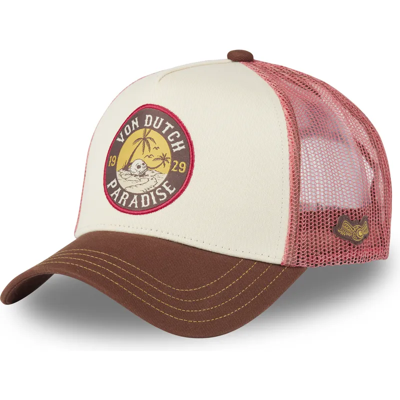 cappellino-trucker-beige-e-marrone-surf09-di-von-dutch