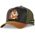 cappello-snapback-nero-verde-e-marrone-con-visiera-curva-diablo-della-tasmania-loo10-taz-looney-tunes-di-capslab