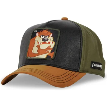 Capslab Looney Tunes TAZ LOO10 Tasmaniensisk Djävul svart, grön och brun snapback-böjd keps