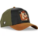 cappello-snapback-nero-verde-e-marrone-con-visiera-curva-diablo-della-tasmania-loo10-taz-looney-tunes-di-capslab