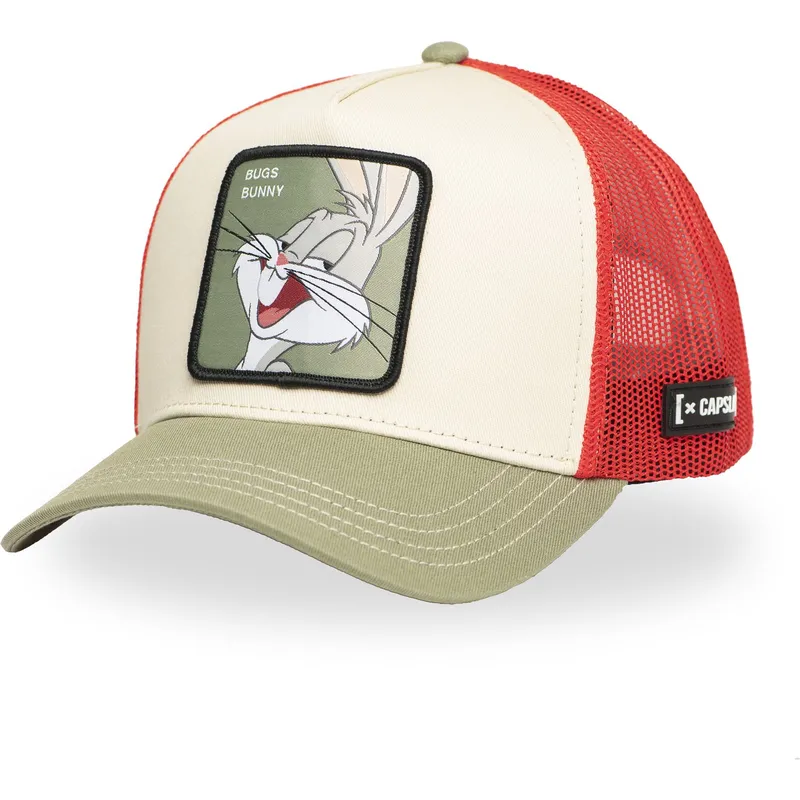 capslab-looney-tunes-loo11-bug1-bugs-bunny-trucker-kappe-in-beige-rot-und-grun