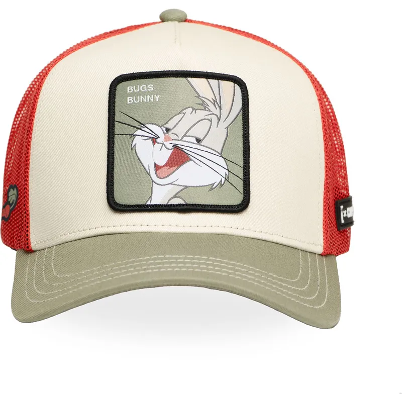 capslab-looney-tunes-loo11-bug1-bugs-bunny-trucker-kappe-in-beige-rot-und-grun