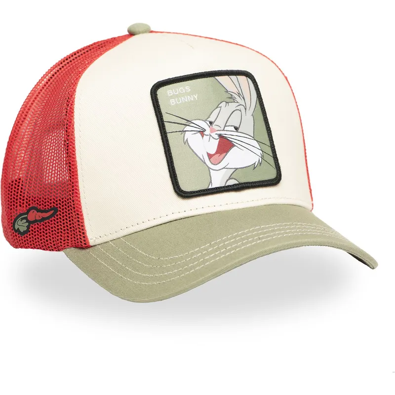 capslab-looney-tunes-loo11-bug1-bugs-bunny-trucker-kappe-in-beige-rot-und-grun