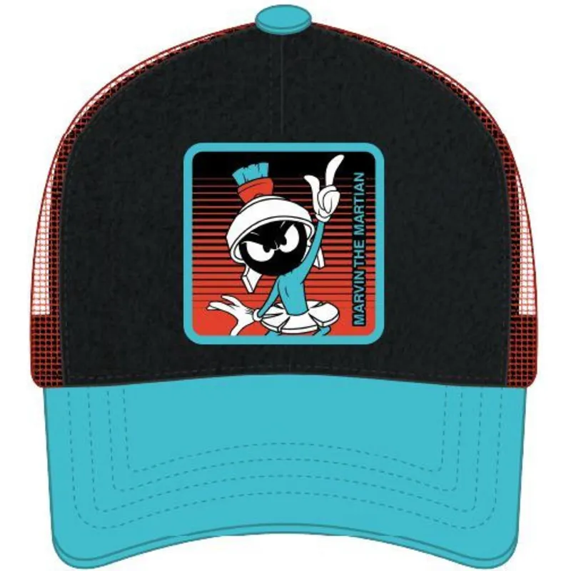 capslab-looney-tunes-marvin-der-marsmensch-schwarze-und-blaue-trucker-kappe-loo11-mar