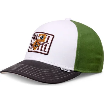 Gorra curva blanca, verde y negra snapback para niño Waffle Food de Djinns