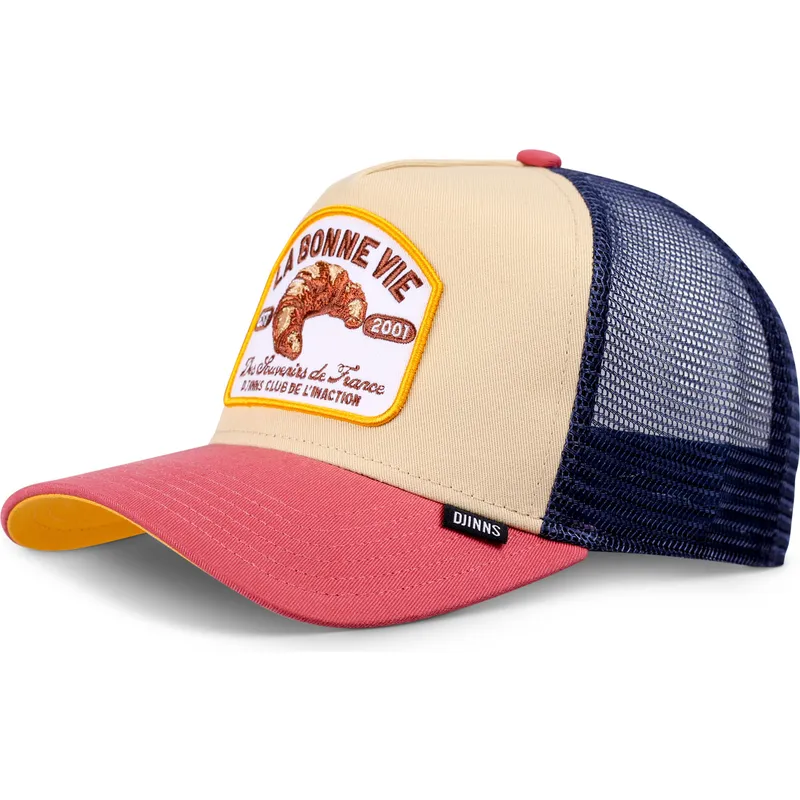 cappellino-trucker-beige-blu-e-rosso-croissant-hft-la-bonne-vie-2-di-djinns