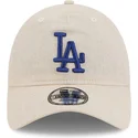 gorra-curva-beige-ajustable-con-logo-azul-9twenty-linen-spring-training-fan-pack-2025-de-los-angeles-dodgers-mlb-de-new-era