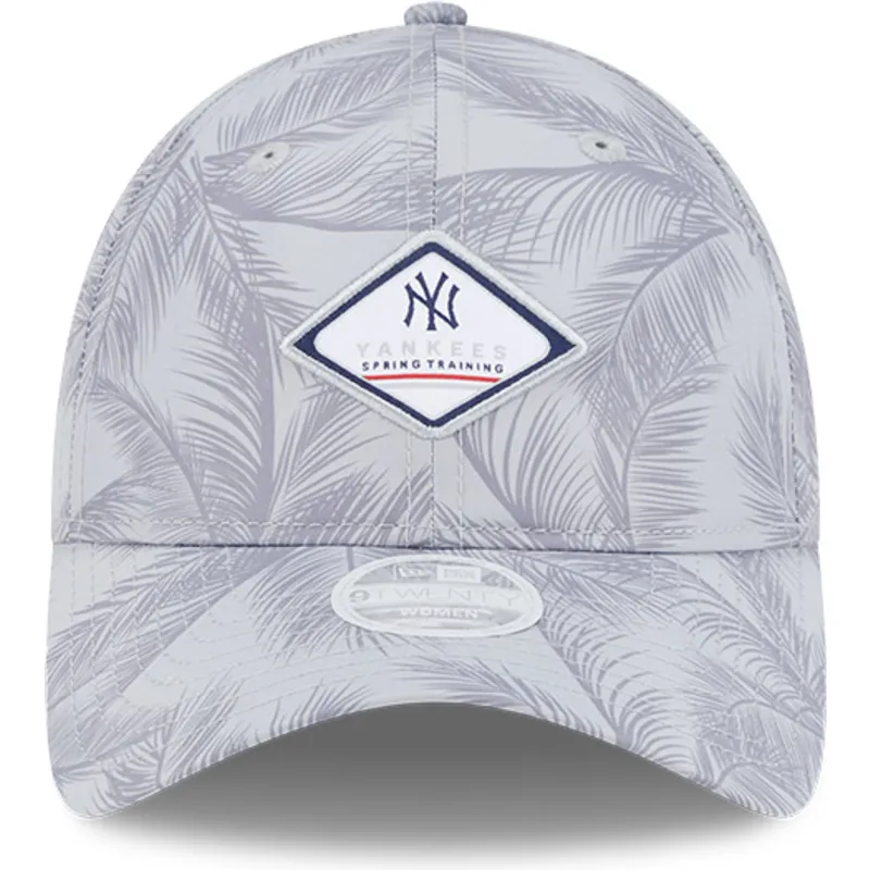 cap-curbata-gray-adjustable-strap-9twenty-leaf-open-back-spring-training-fan-pack-2025-de-new-york-yankees-mlb-de-new-era