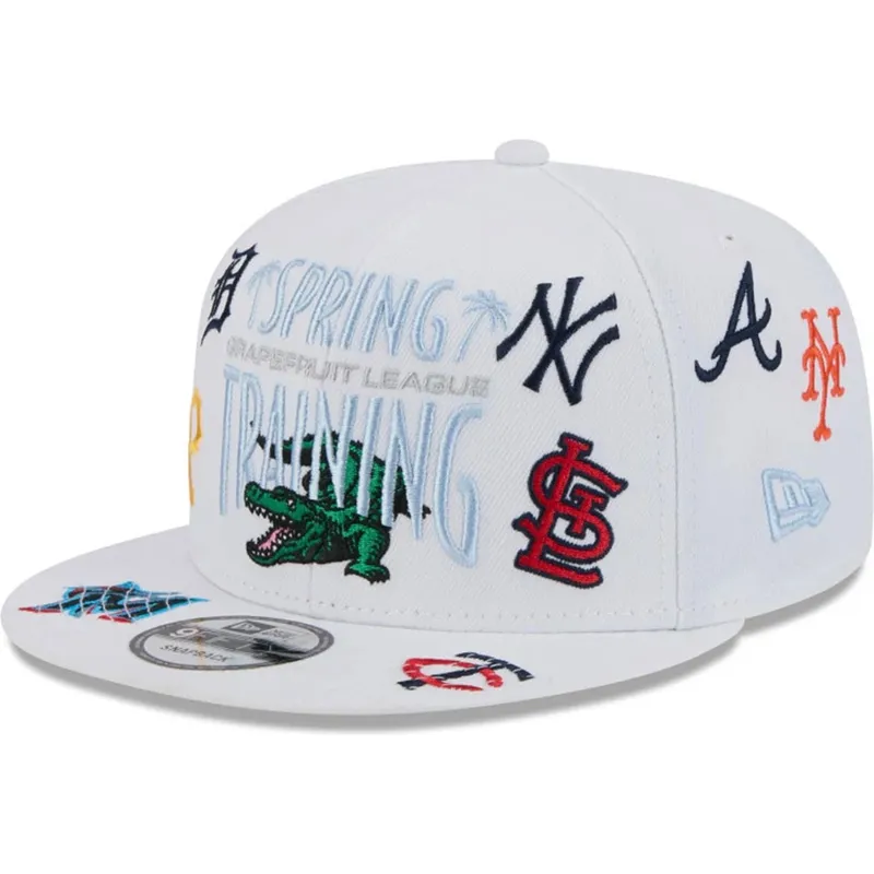 biala-czapka-snapback-z-plaskim-daszkiem-9fifty-scatter-spring-training-fan-pack-2025-z-logo-mlb-grapefruit-league-od-new-era