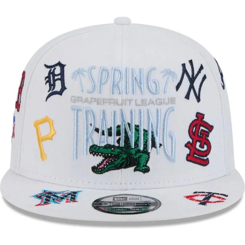 biala-czapka-snapback-z-plaskim-daszkiem-9fifty-scatter-spring-training-fan-pack-2025-z-logo-mlb-grapefruit-league-od-new-era