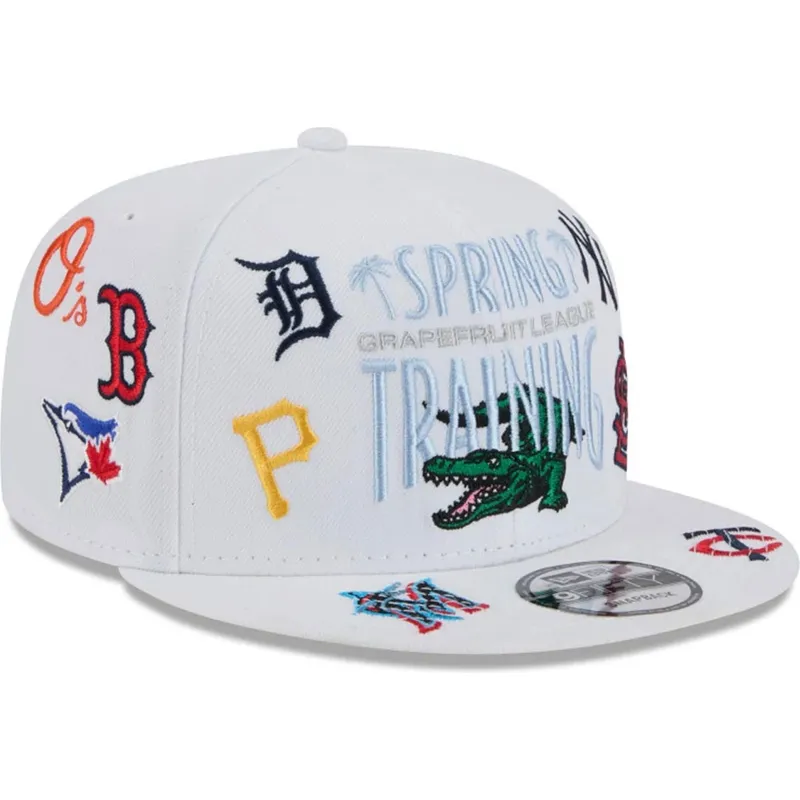 biala-czapka-snapback-z-plaskim-daszkiem-9fifty-scatter-spring-training-fan-pack-2025-z-logo-mlb-grapefruit-league-od-new-era