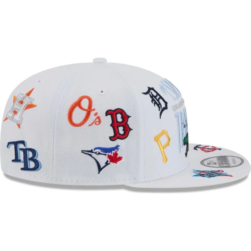biala-czapka-snapback-z-plaskim-daszkiem-9fifty-scatter-spring-training-fan-pack-2025-z-logo-mlb-grapefruit-league-od-new-era