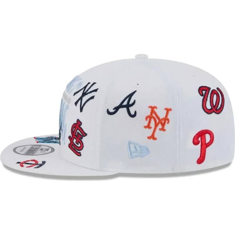 biala-czapka-snapback-z-plaskim-daszkiem-9fifty-scatter-spring-training-fan-pack-2025-z-logo-mlb-grapefruit-league-od-new-era